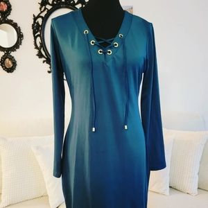 Harve Benard turquoise midi dress sz M